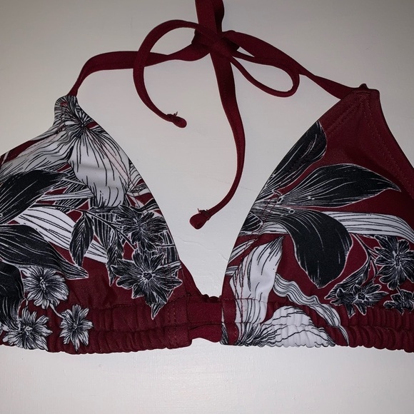 *3/20 Kona Sol maroon flowered bikini top size small - Picture 7 of 7
